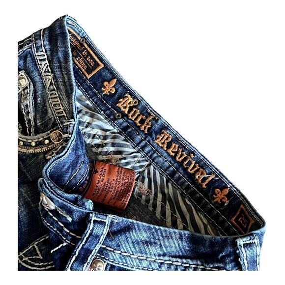 Rock Revival Blue JEAN 25 Gloria Mid Rise Straight Stretch Womens Demin Jeans - Picture 7 of 9